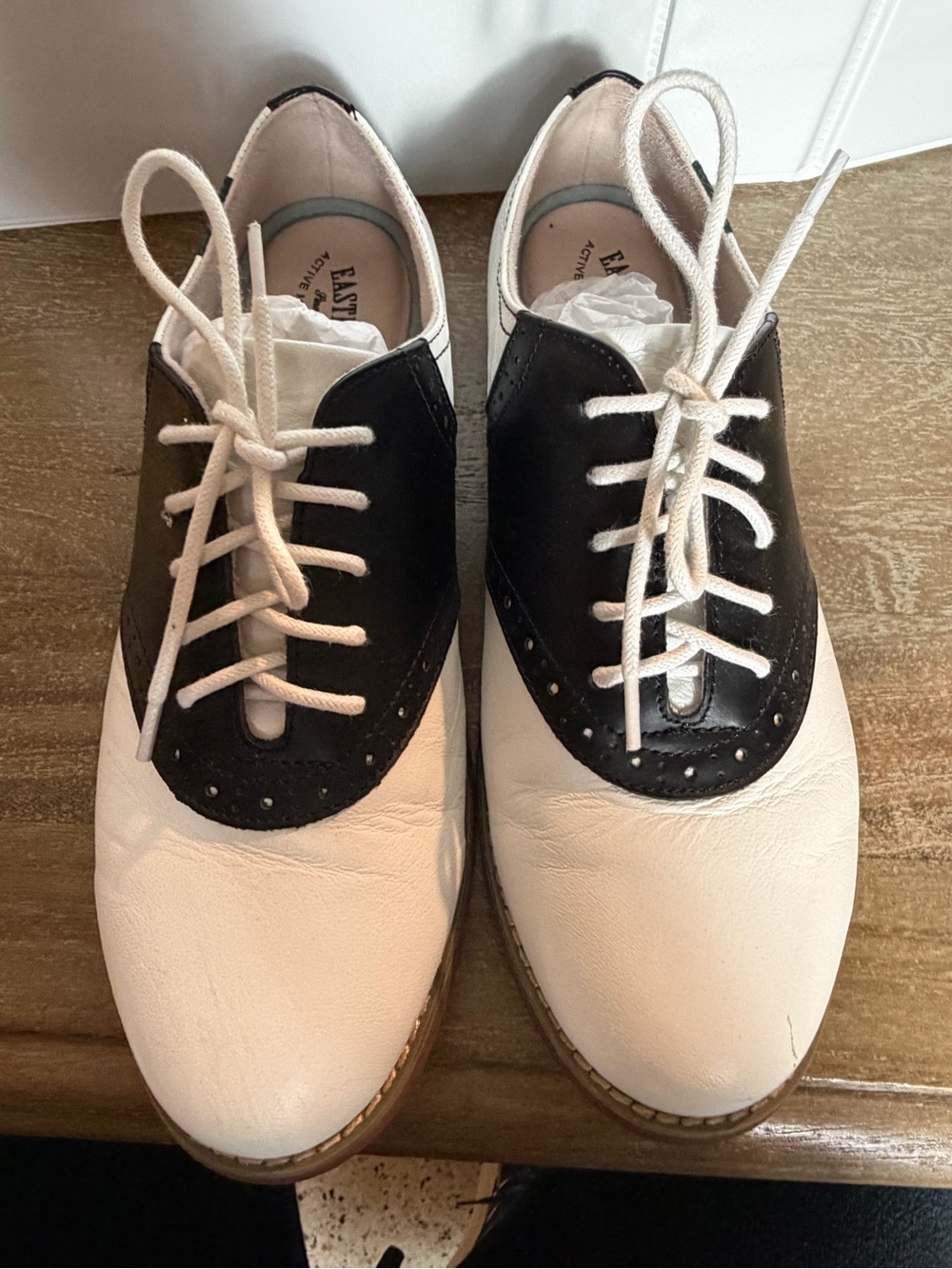 Women’s Eastland Two-Tone Black and White Saddle Loafers